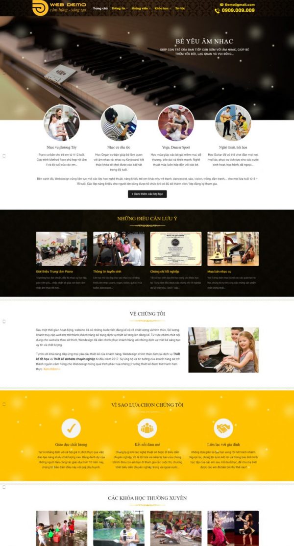 Theme WordPress khóa học nhạc cụ